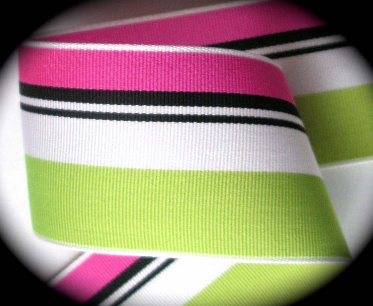 GGS1000D 2" (3 YDS)  LIME/BLACK/WHITE STRIPE